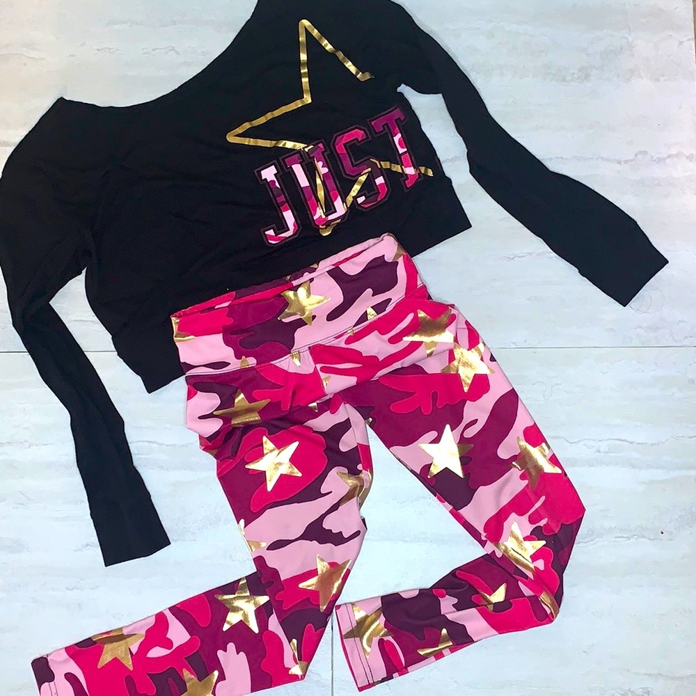 Justice leggings with matching long sleeve shirt